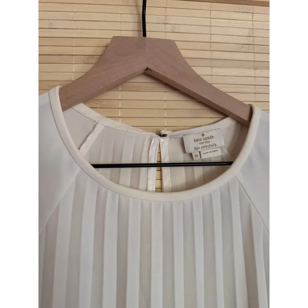 Kate Spade Cream Pleated Blouse